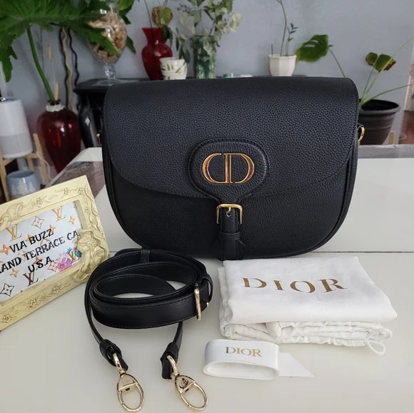 Authentic Dior Bobby Flap Bag Natural Black Grained Calfskin FREE AUTHENTICATION - Picture 4 of 16